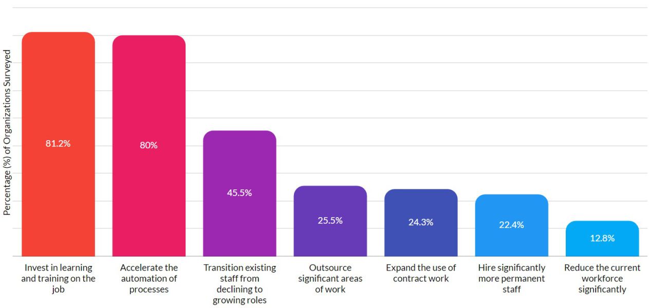 Workforce strategies - percentage of companies planning to adopt them